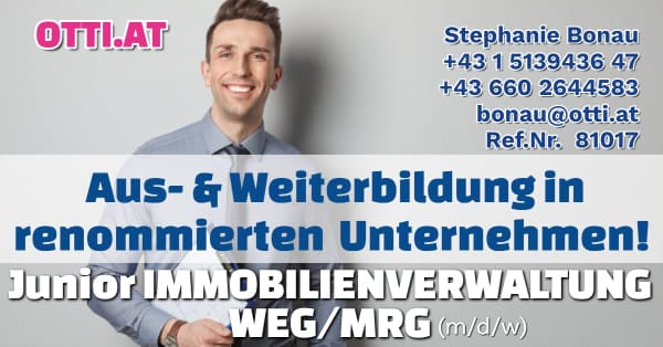 Wien: Junior Immobilienverwaltung WEG/MRG m/w/d – Jahresbrutto ab T-EUR 35, Vollzeit