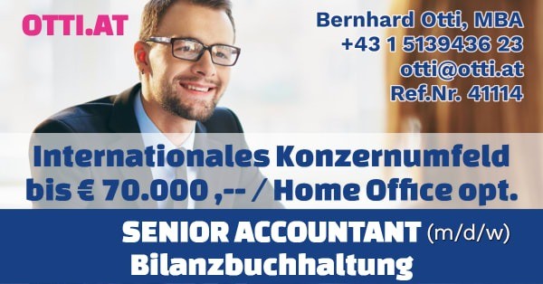 Wien: Senior Accountant / Bilanzbuchhalter (m/w/d) – Jahresbrutto ab T-EUR 56, Vollzeit