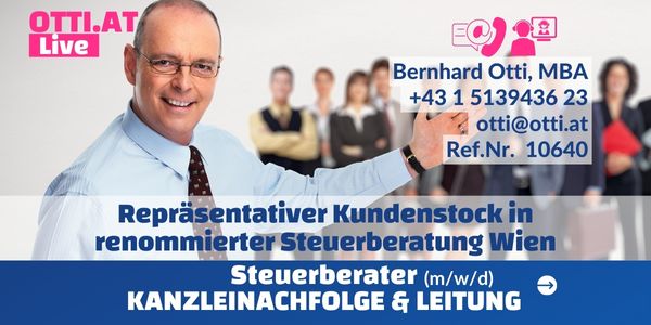 Wien: Steuerberater für Kanzleinachfolge & Kanzleileitung (m/w/d) – Jahresbrutto bis € 95.000,-
