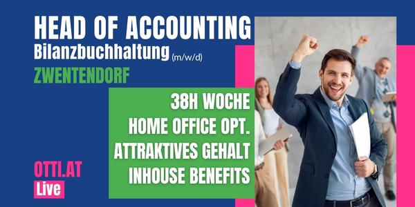 Zwentendorf, NÖ: HEAD OF ACCOUNTING Bilanzbuchhaltung (m/w/d) – Jahresbrutto bis € 70.000,-